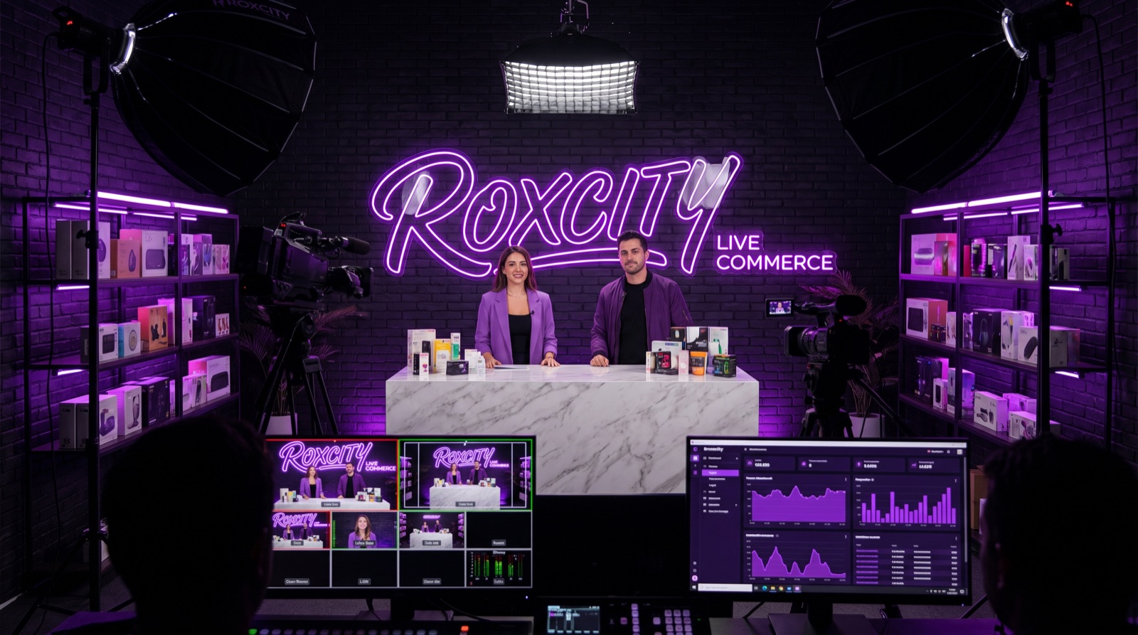 Estúdio de live commerce da ROXCITY em operação